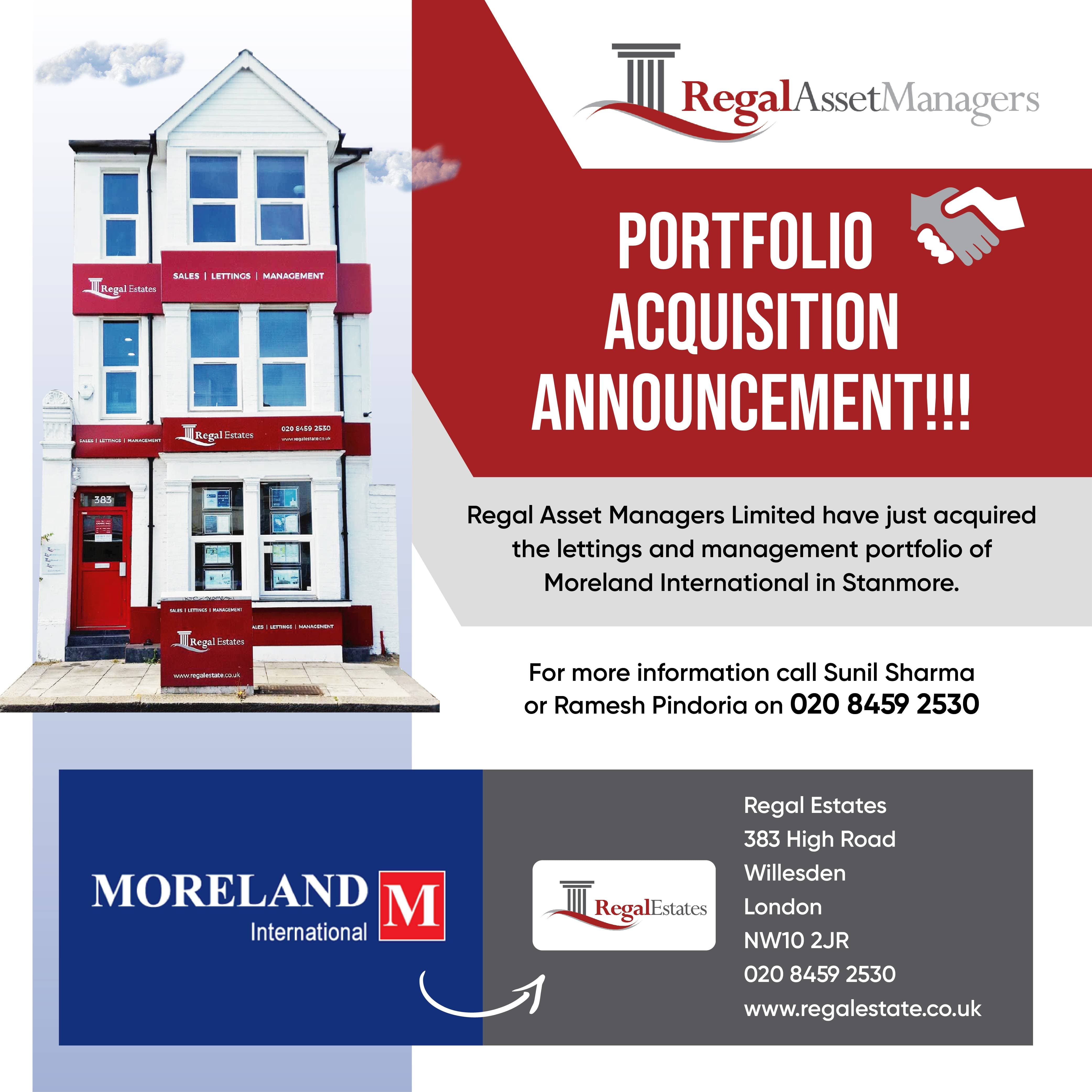 Regal Estates Acquires Moreland International in Stanmore HA7